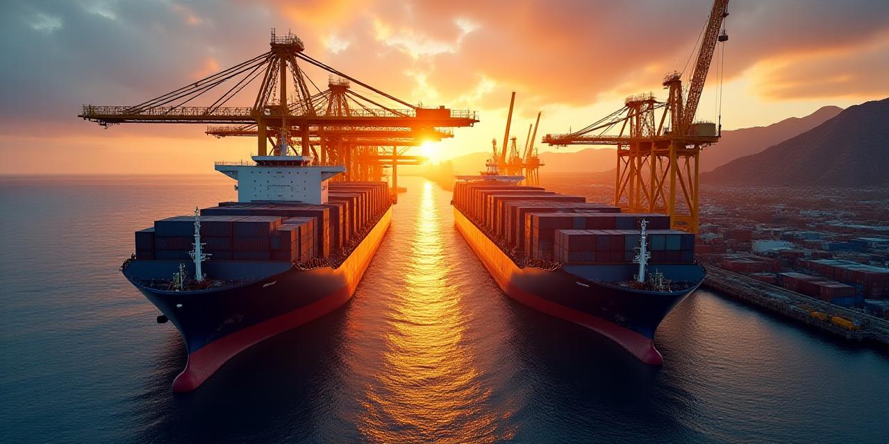 Modern mining terminal at dusk